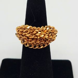 Vita Fede Catena 24k Gold-Plated Chains on Black Ring New